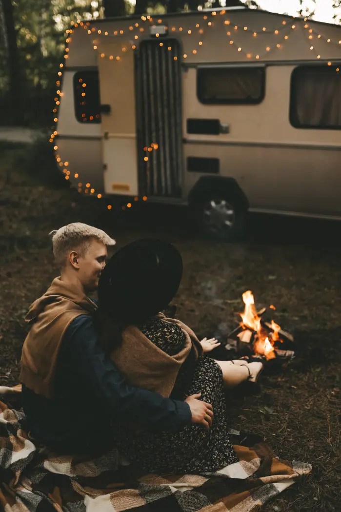 romantic and fun date night with couple outdoor bonfire
